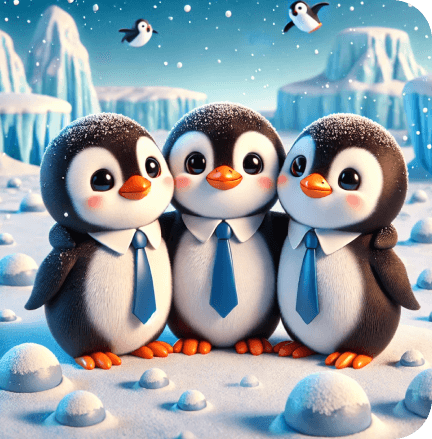 three penguins